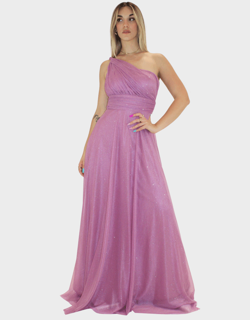 Abito lungo glicine glitter - Elizabeth Moda