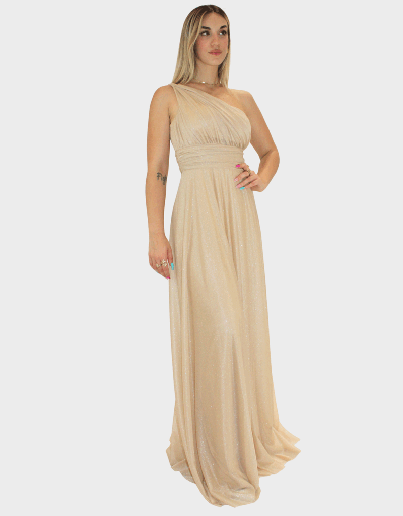 Abito lungo oro glitter - Elizabeth Moda - immagine 2