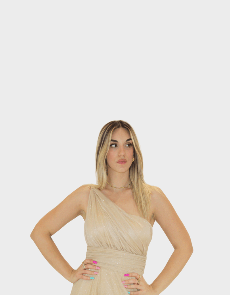Abito lungo oro glitter - Elizabeth Moda - immagine 3