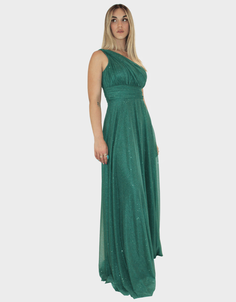 Abito lungo verde glitter - Elizabeth Moda - immagine 2