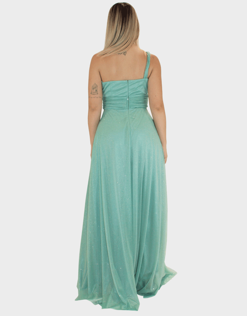 Abito lungo verde salvia glitter - Elizabeth Moda - immagine 4