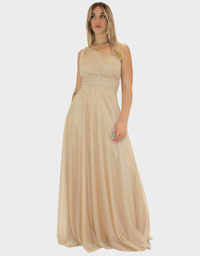 Abito lungo oro glitter - Elizabeth Moda