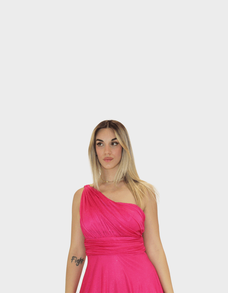 Abito lungo fucsia glitter - Elizabeth Moda - immagine 3