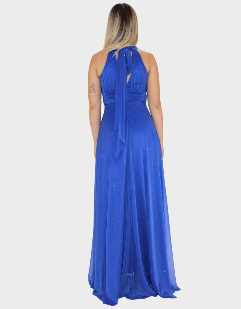 Abito lungo blu glitter - Elizabeth Moda - immagine 3