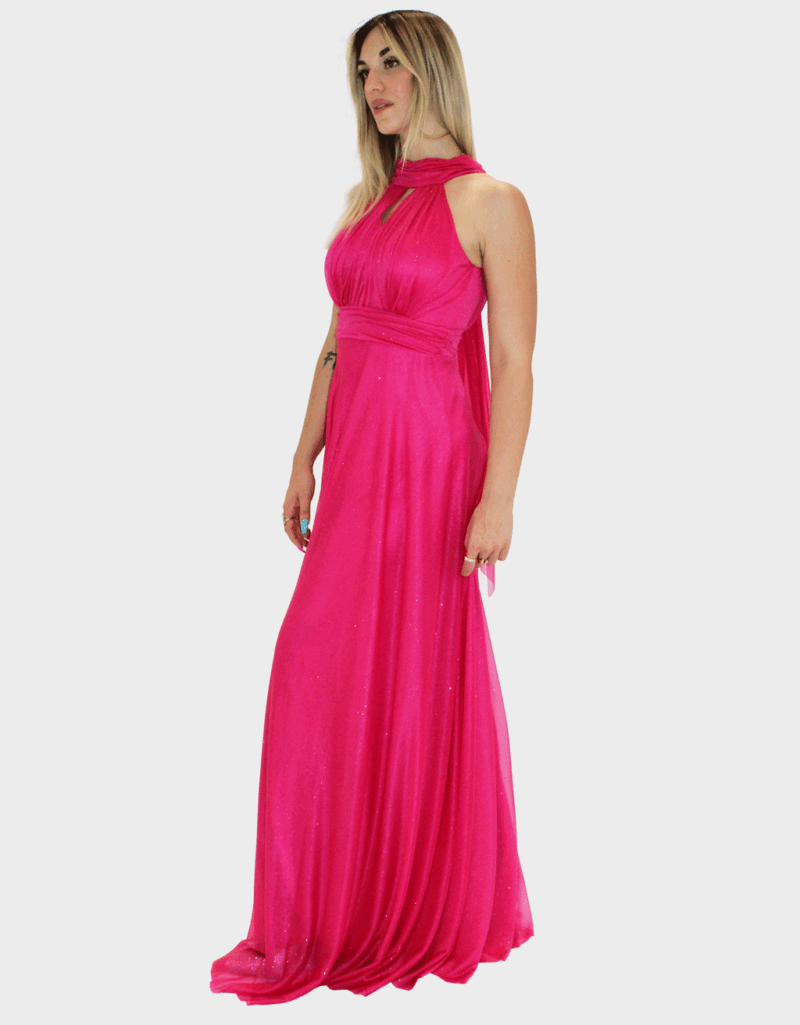 Abito lungo fucsia glitter - Elizabeth Moda - immagine 2