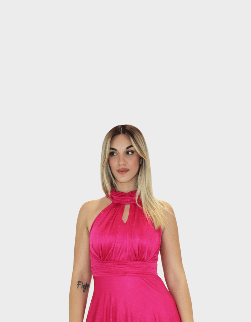 Abito lungo fucsia glitter - Elizabeth Moda - immagine 3