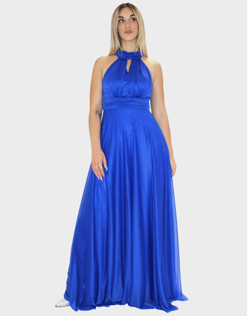 Abito lungo blu glitter - Elizabeth Moda
