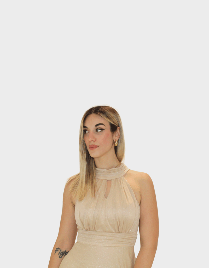 Abito lungo oro glitter - Elizabeth Moda - immagine 4