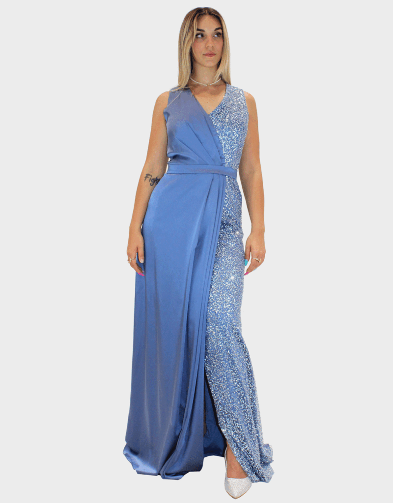 Abito lungo indaco - Elizabeth Moda