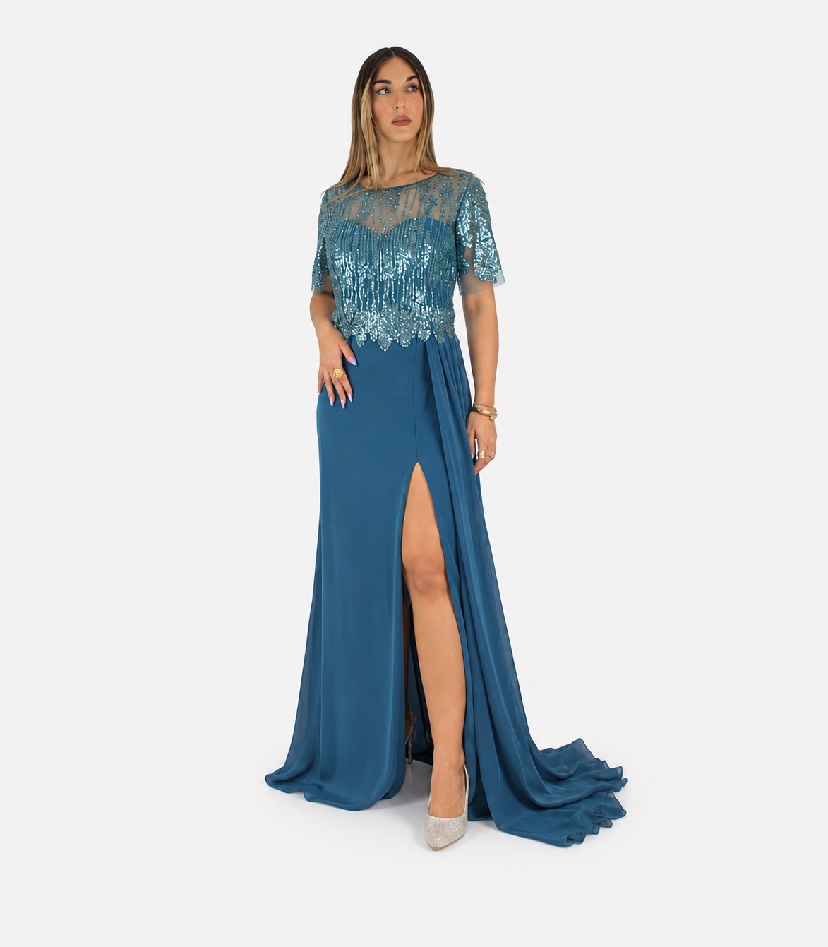 Abito verde petrolio - Elizabeth Moda