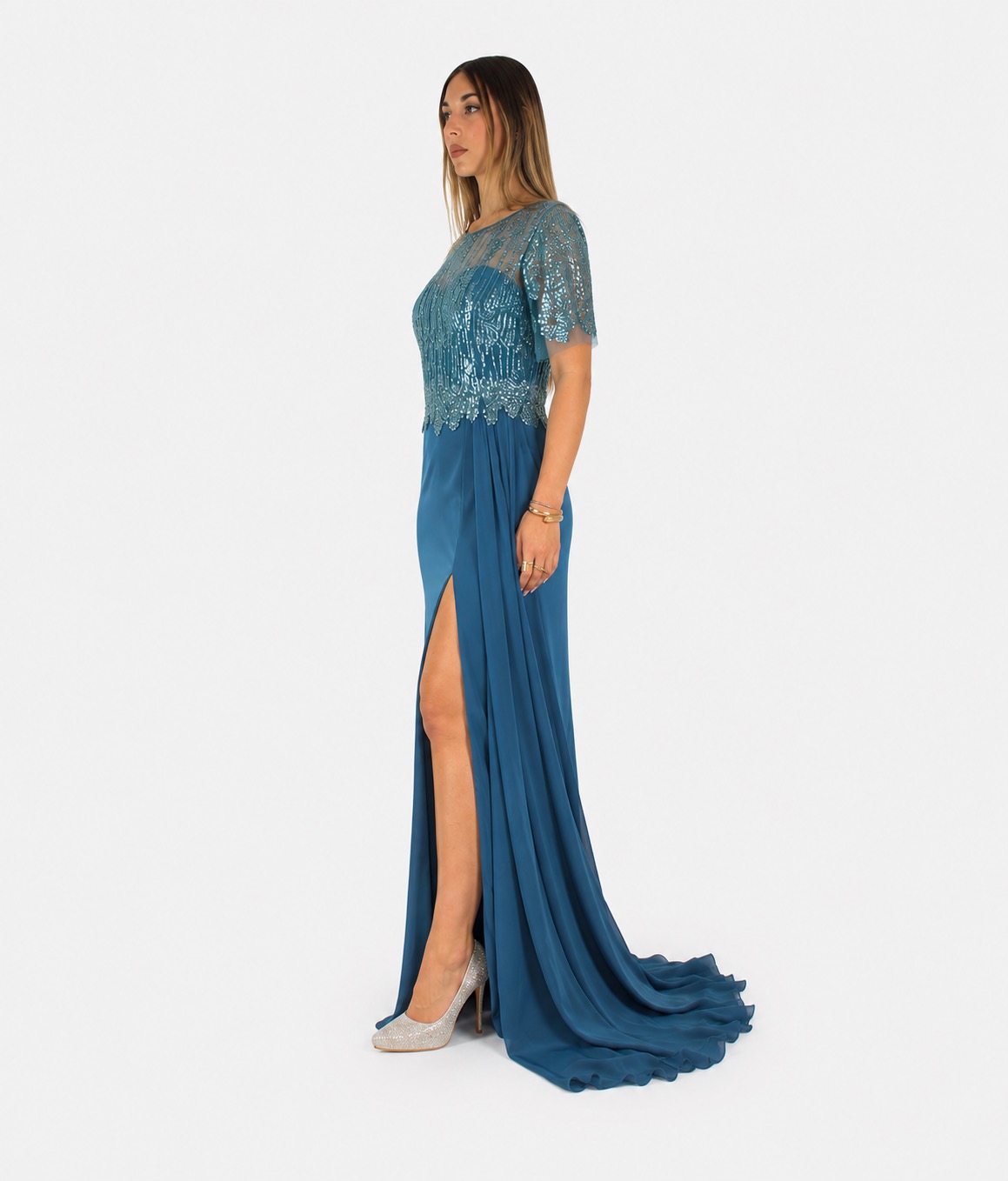 Abito verde petrolio - Elizabeth Moda - immagine 2