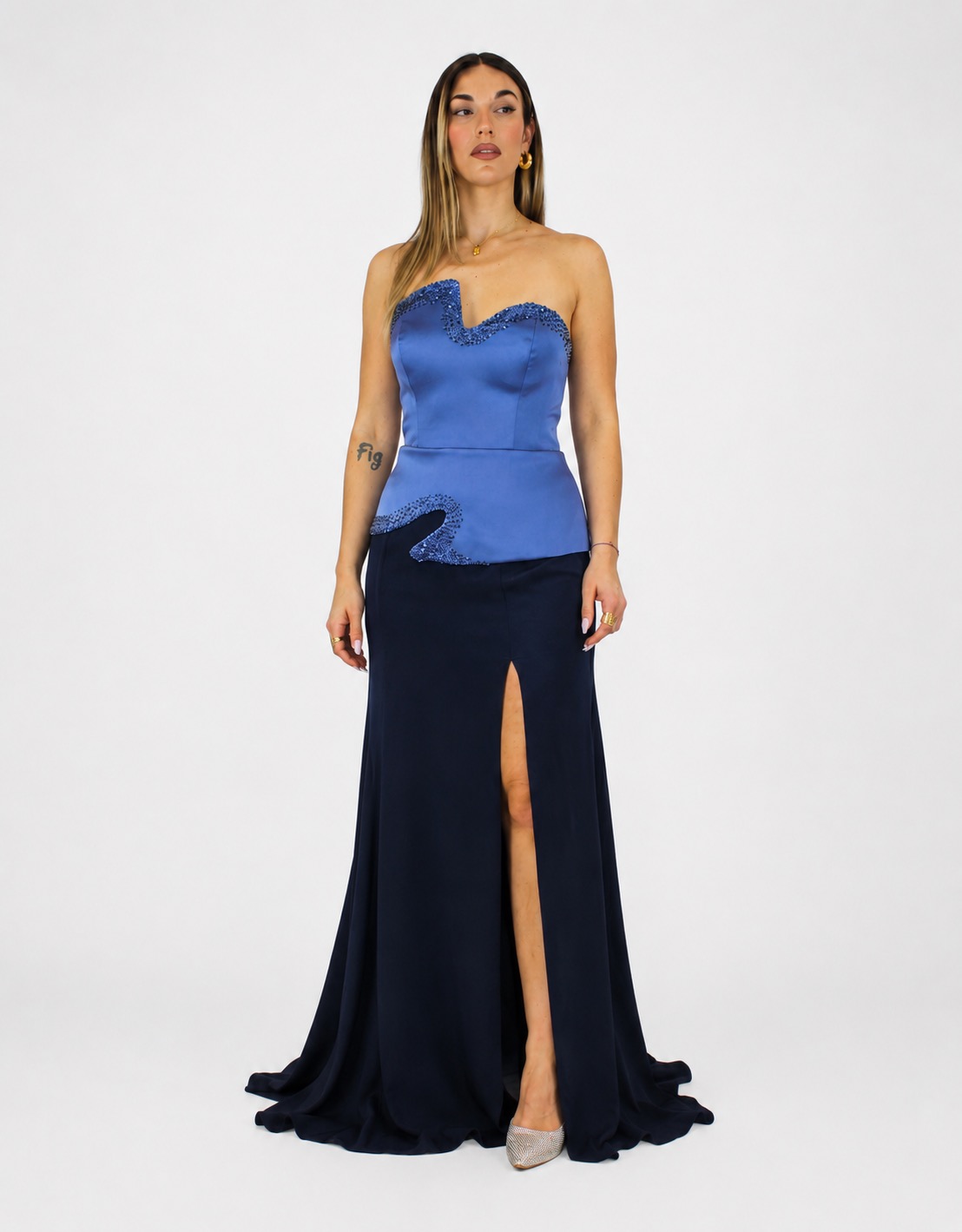 Abito polvere e blu notte - Elizabeth Moda