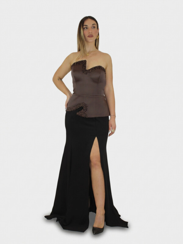 Abito marrone e nero  - Elizabeth Moda