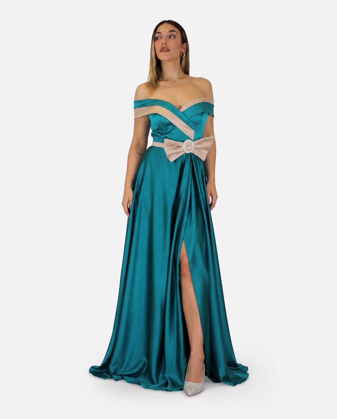 Abito verde petrolio - Elizabeth Moda